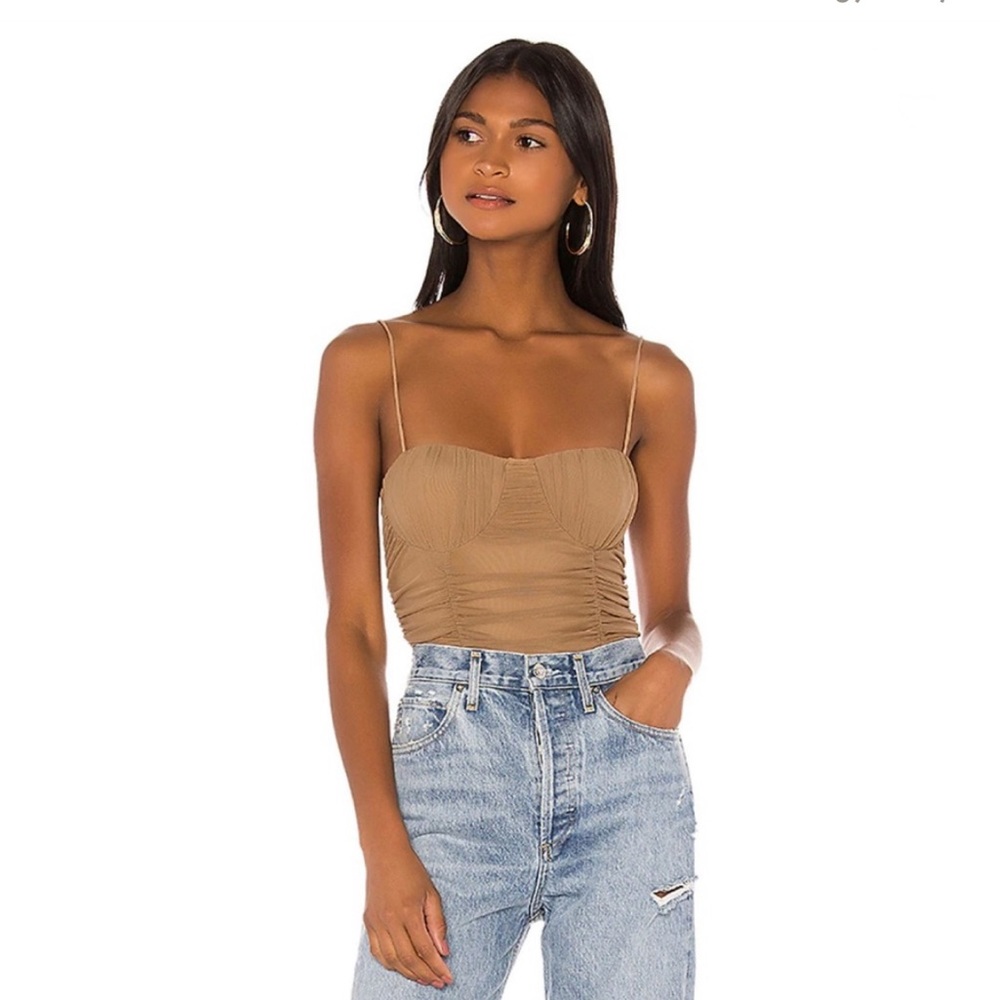 REVOLVE Lovers + Friends Albany Taupe Bodysuit S